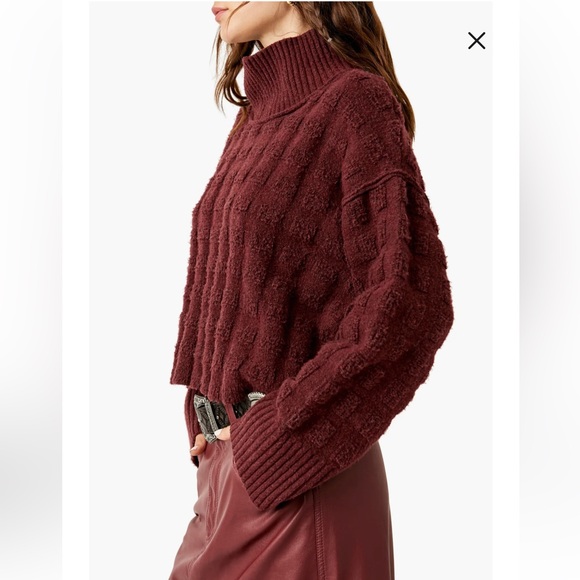 Free People Soul Searcher Sweater NWT Size M and XL Color Wine Heather - Picture 3 of 7